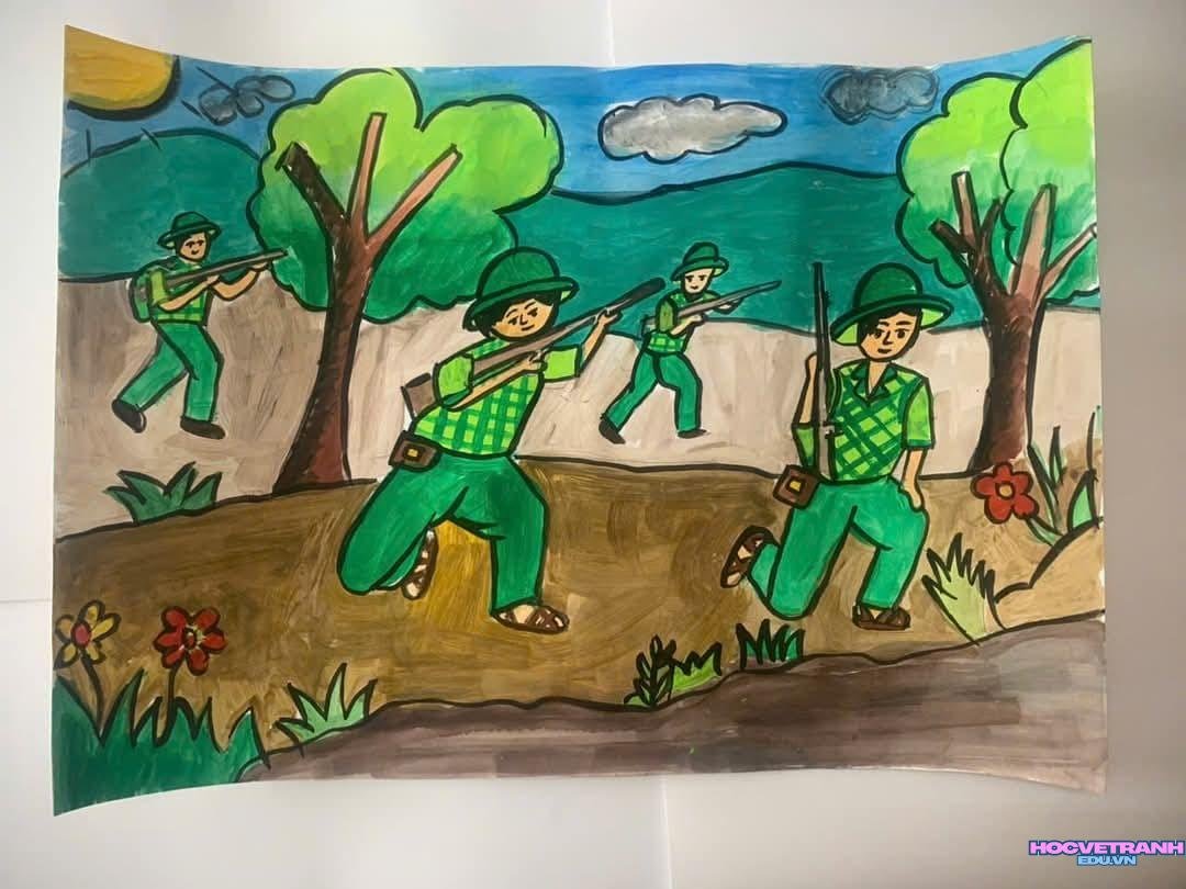 Thiếu nhi vẽ chú bộ