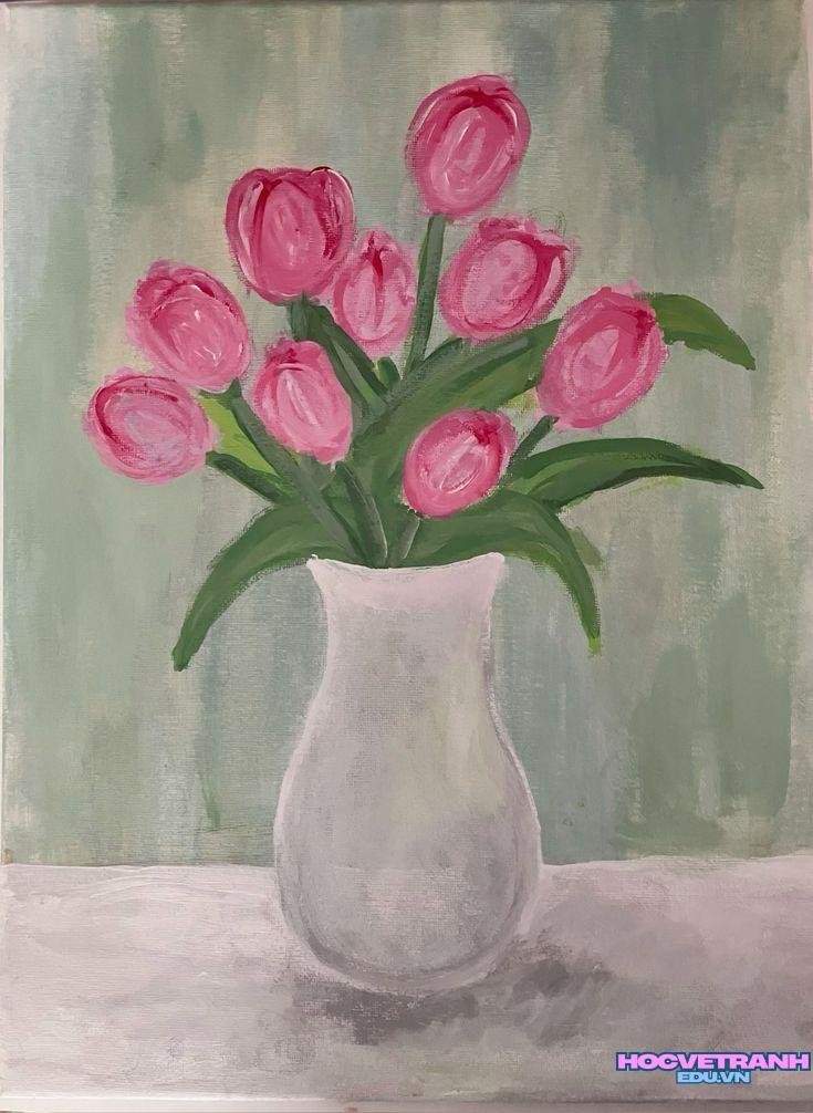 Tranh bình hoa đầy màu