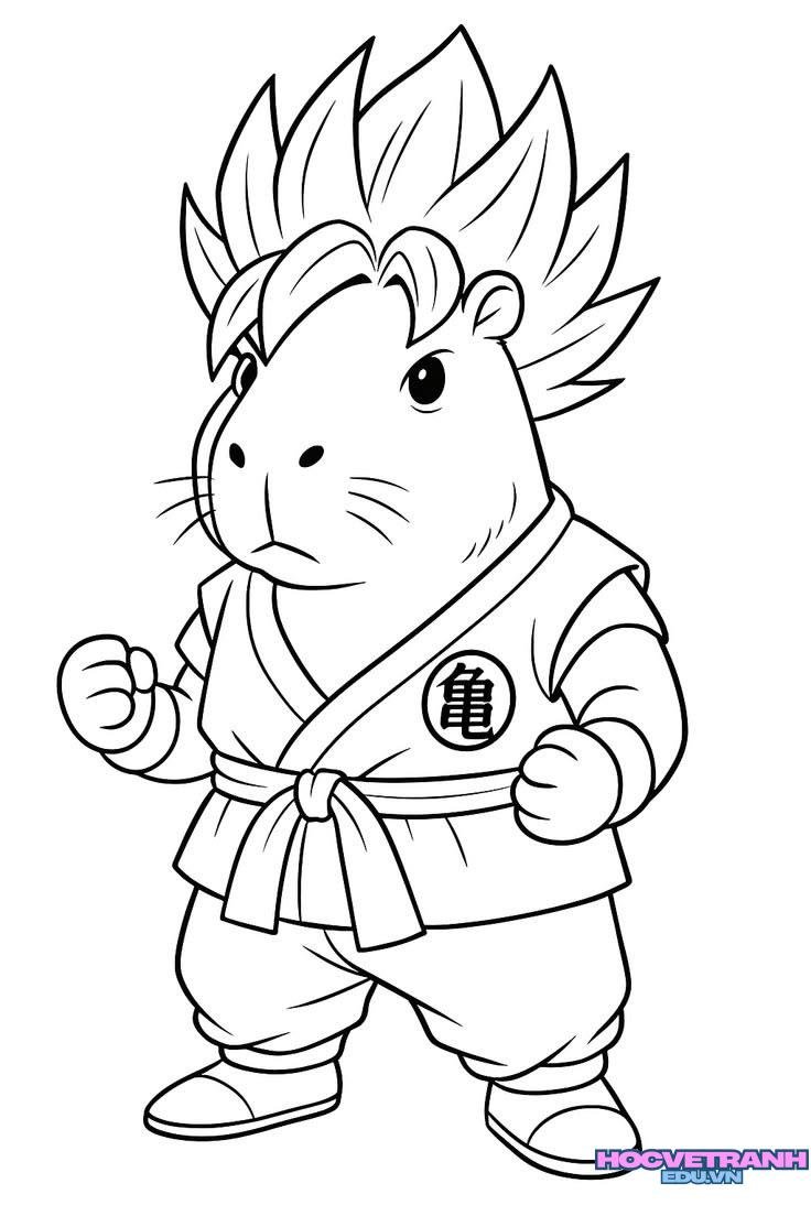 Tranh tô màu capybara đơn giản