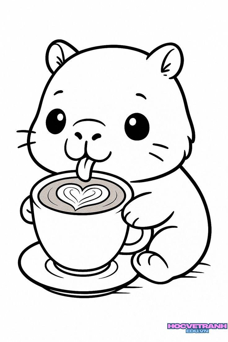 Tranh tô màu capybara hoạt hình