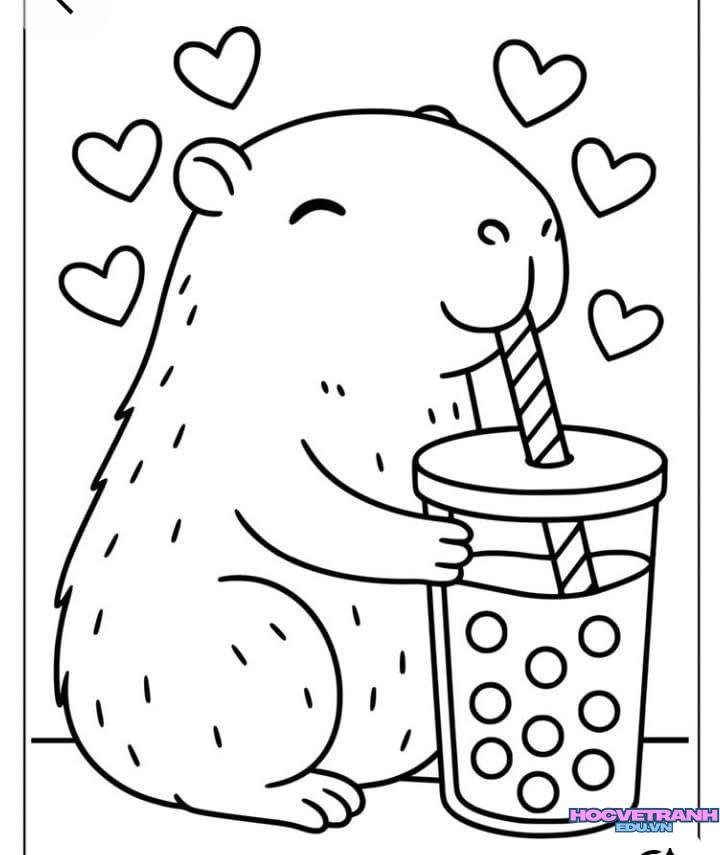 Tranh tô màu capybara thư giãn