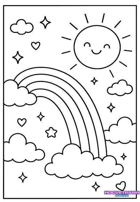 Tranh tô màu cầu vồng dễ