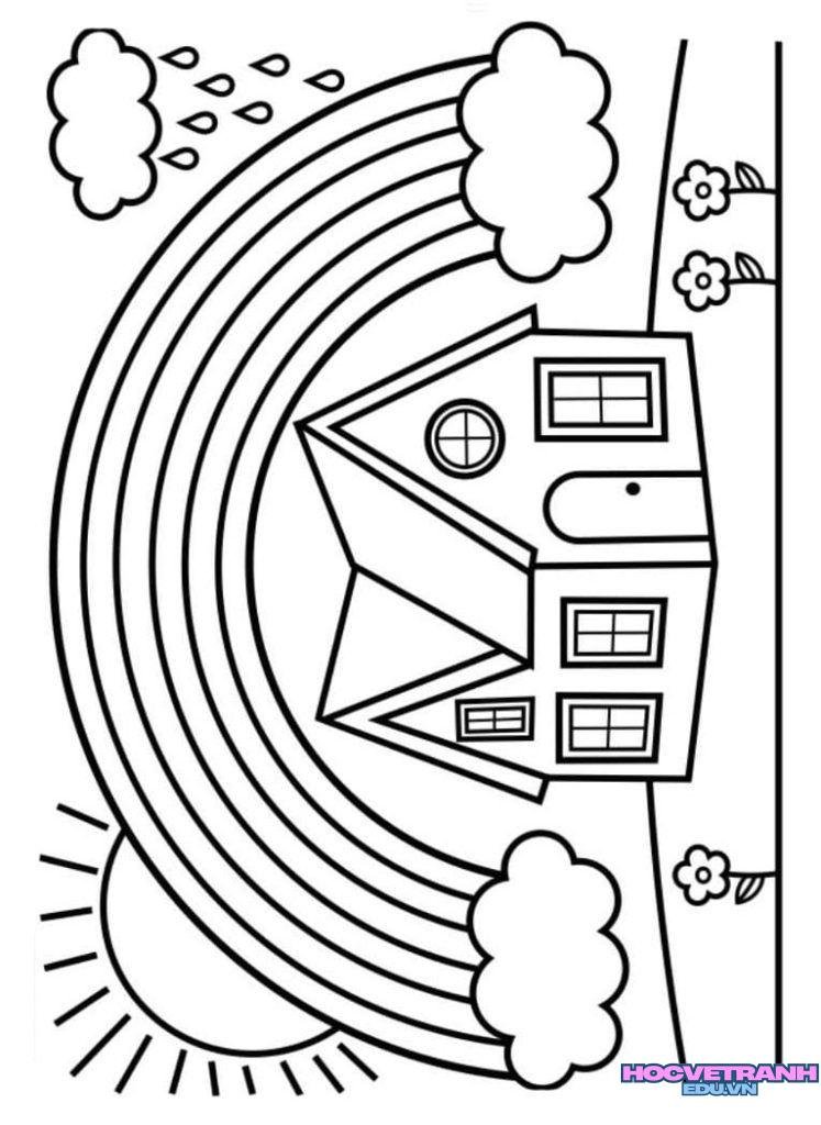 Tranh tô màu cầu vồng đơn