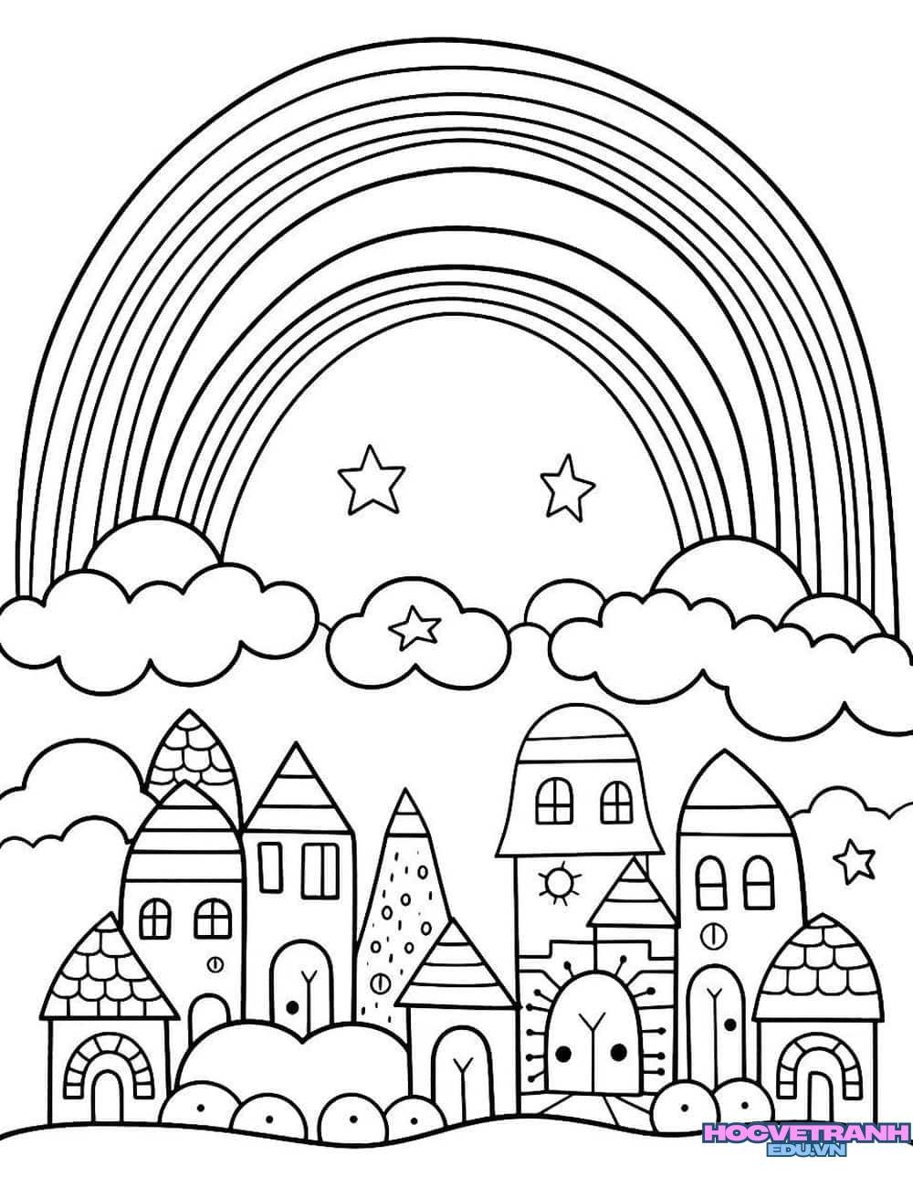 Tranh tô màu cầu vồng lớn