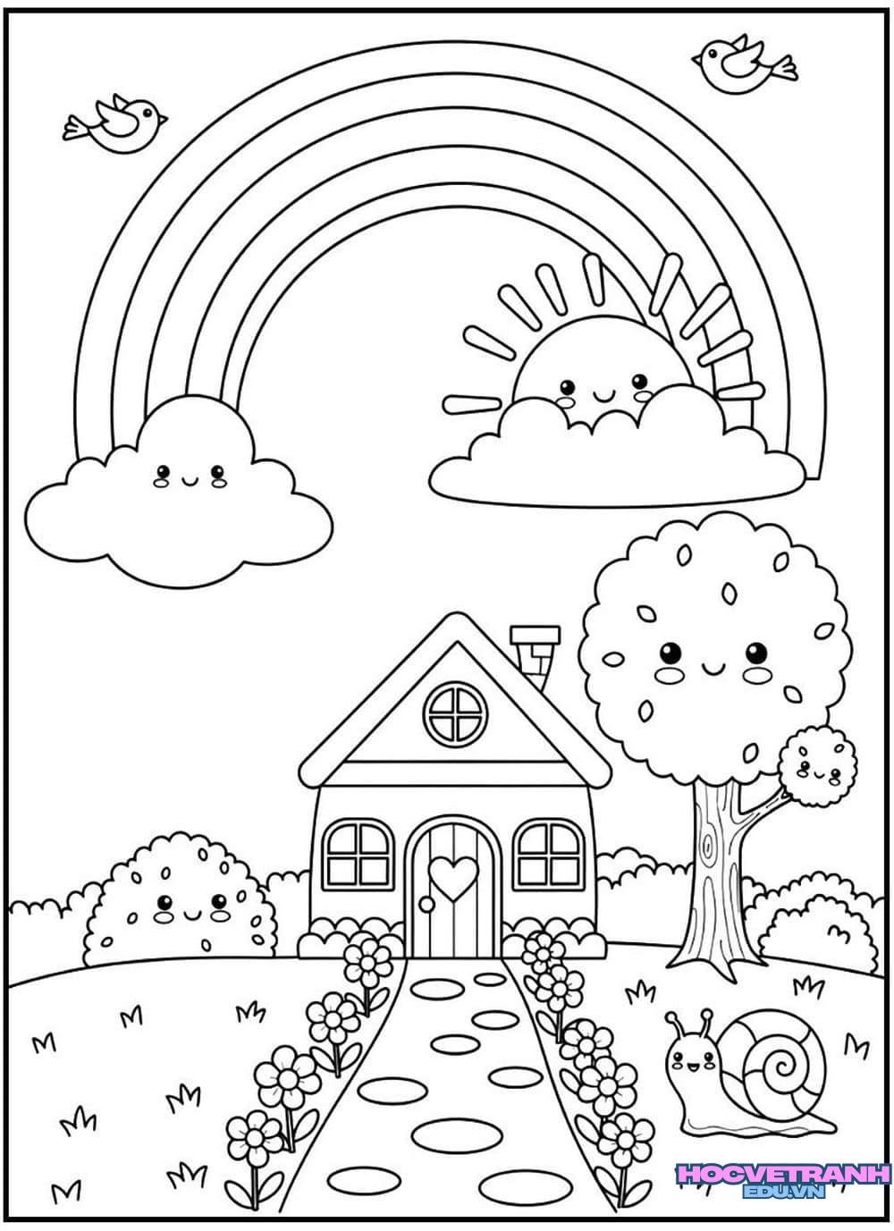 Tranh tô màu cầu vồng nhỏ