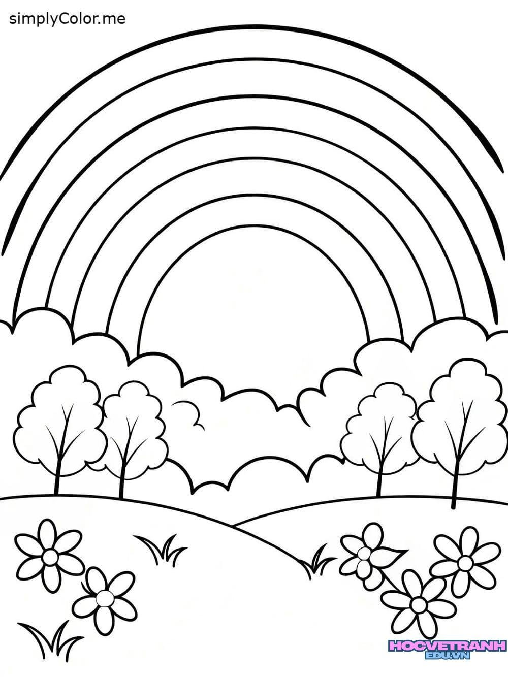Tranh tô màu cầu vồng tươi