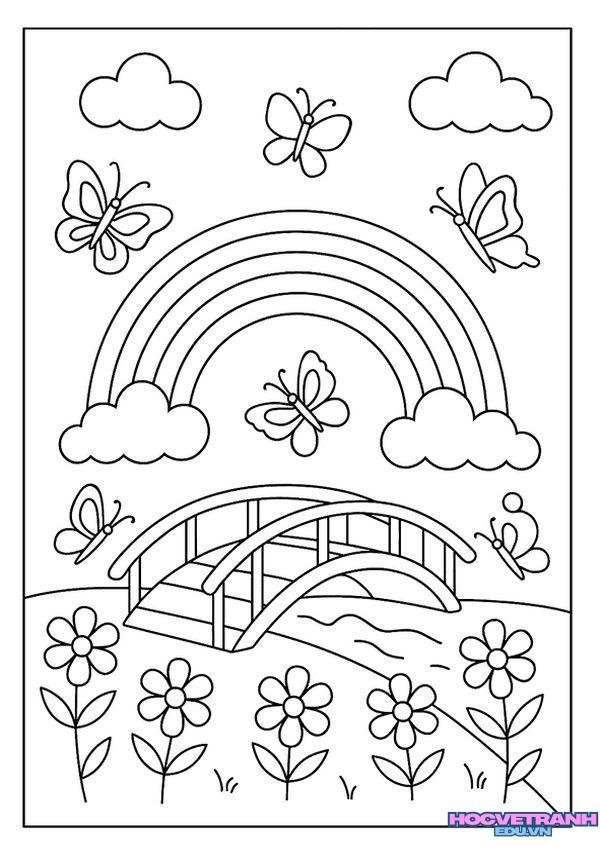 Tranh tô màu cầu vồng vui