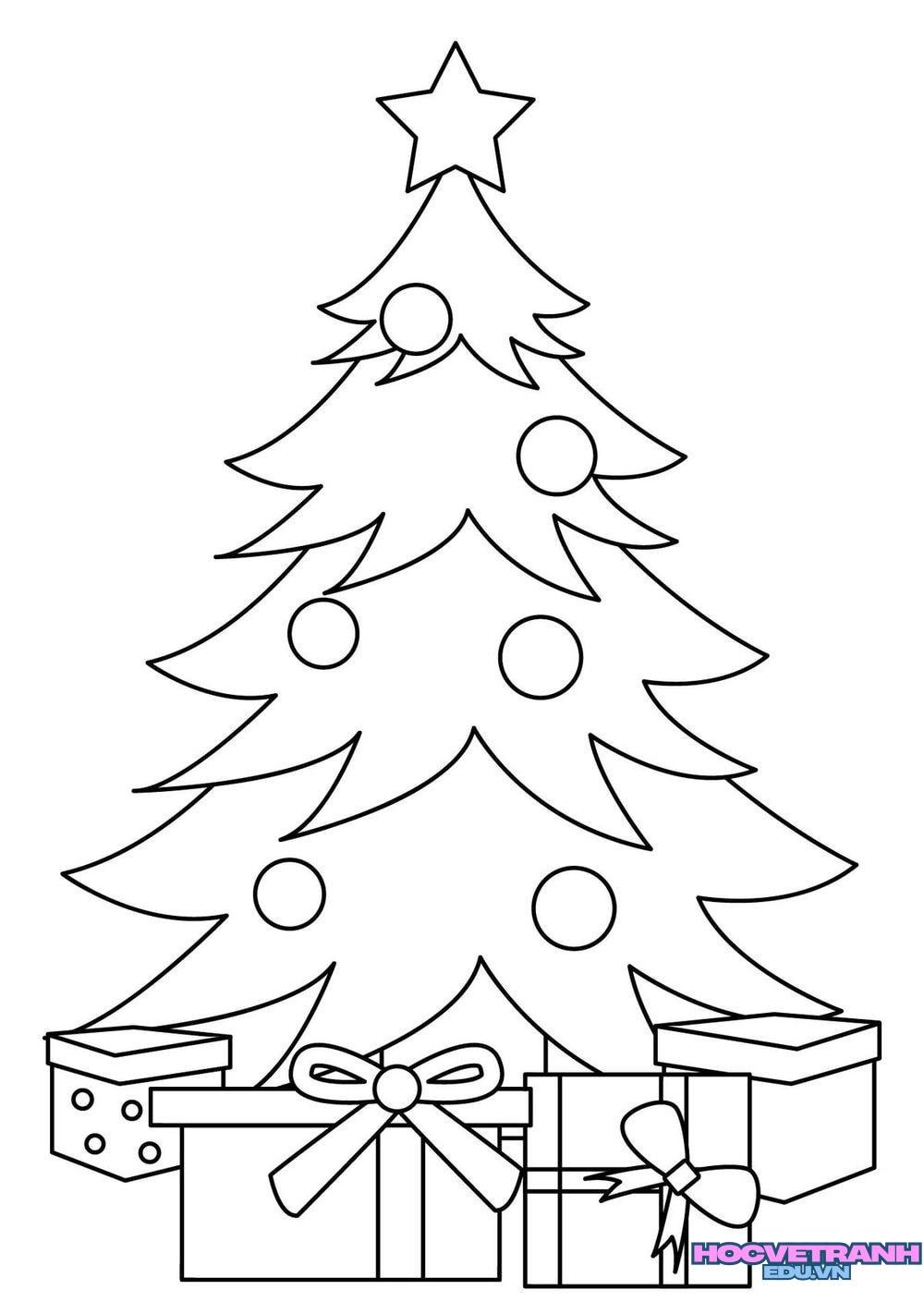 Tranh tô màu cây thông đáng yêu