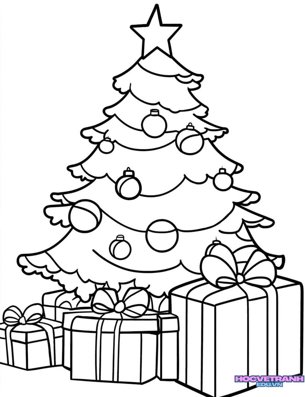 Tranh tô màu cây thông đơn giản