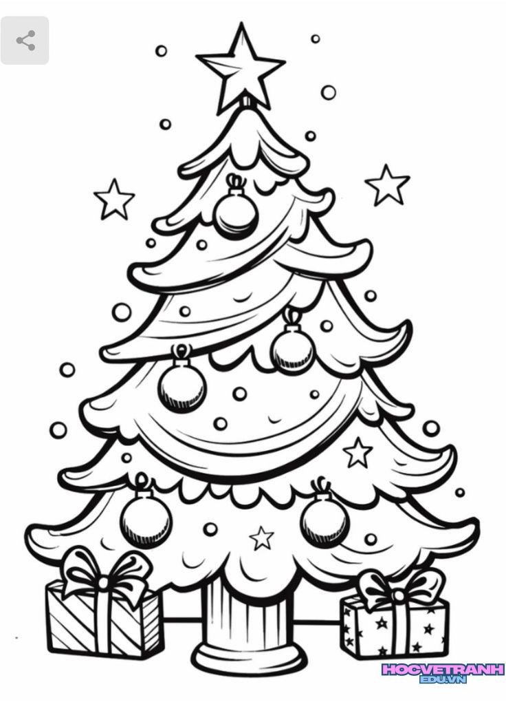 Tranh tô màu cây thông lung linh