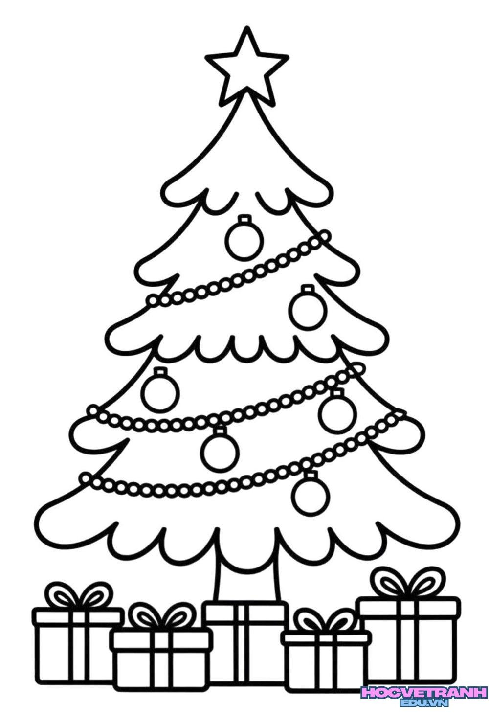 Tranh tô màu cây thông ngộ nghĩnh