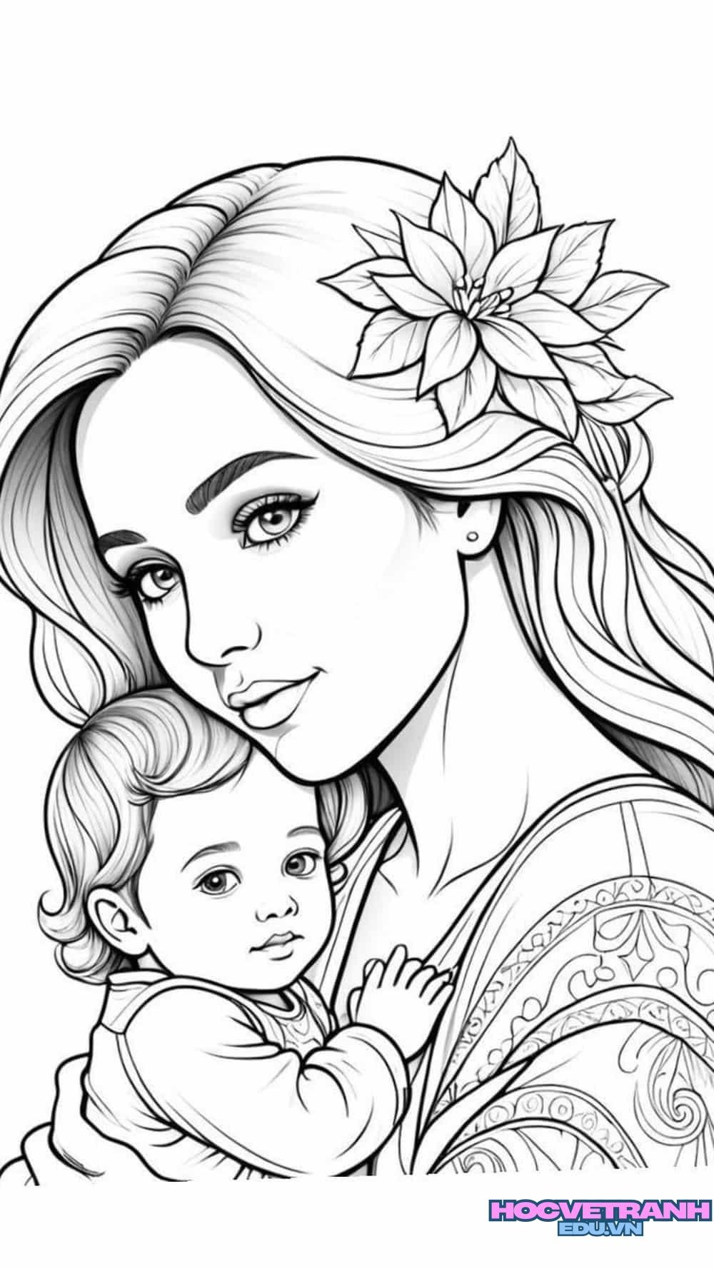 Tranh tô màu cây thông trang trí