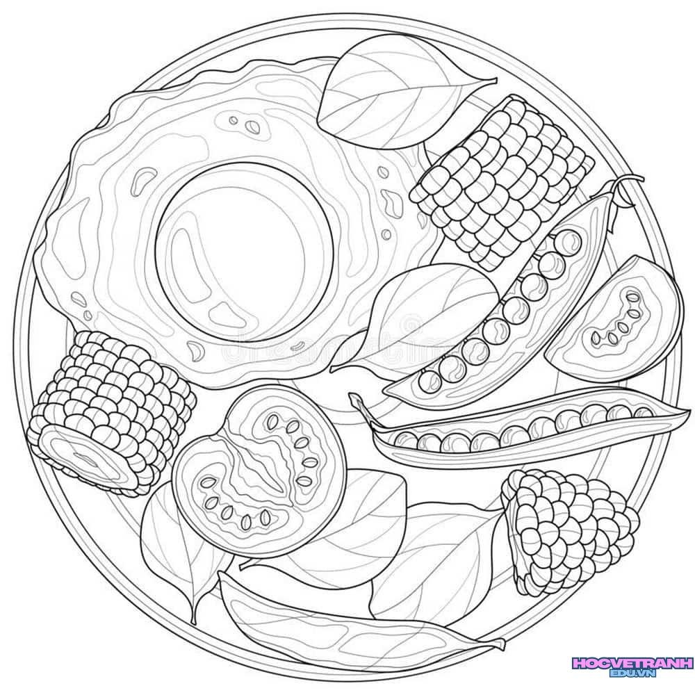 Tranh tô màu đĩa hoa văn