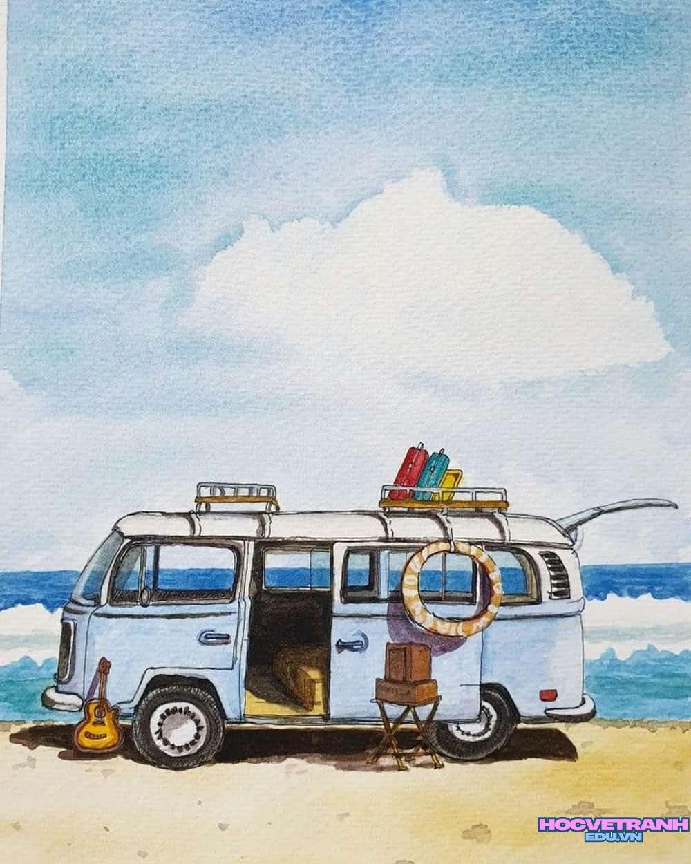 Tranh vẽ ô tô mơ