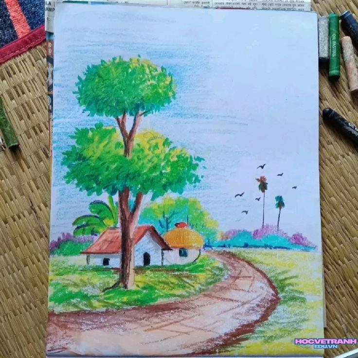 Vẽ cảnh làng quê yên