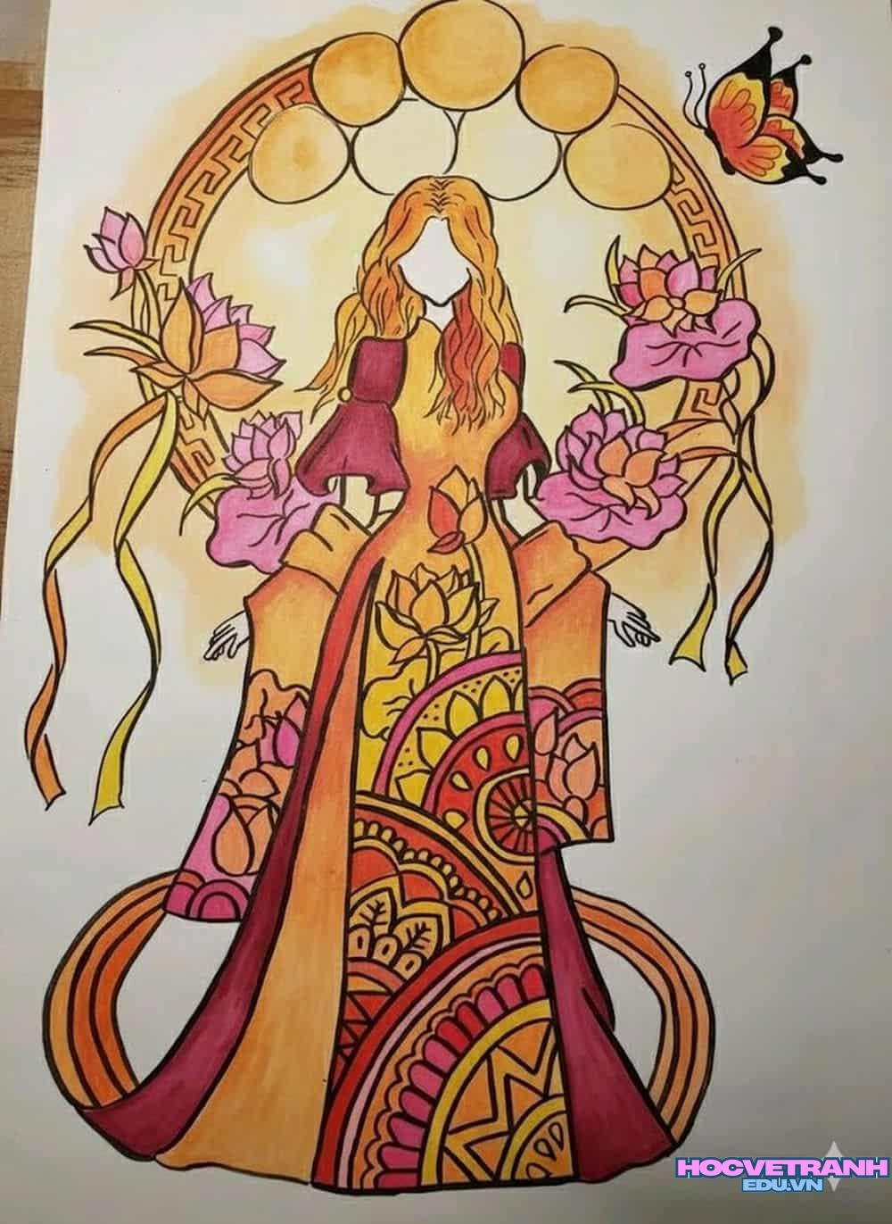 Vẽ tranh áo dài Huế