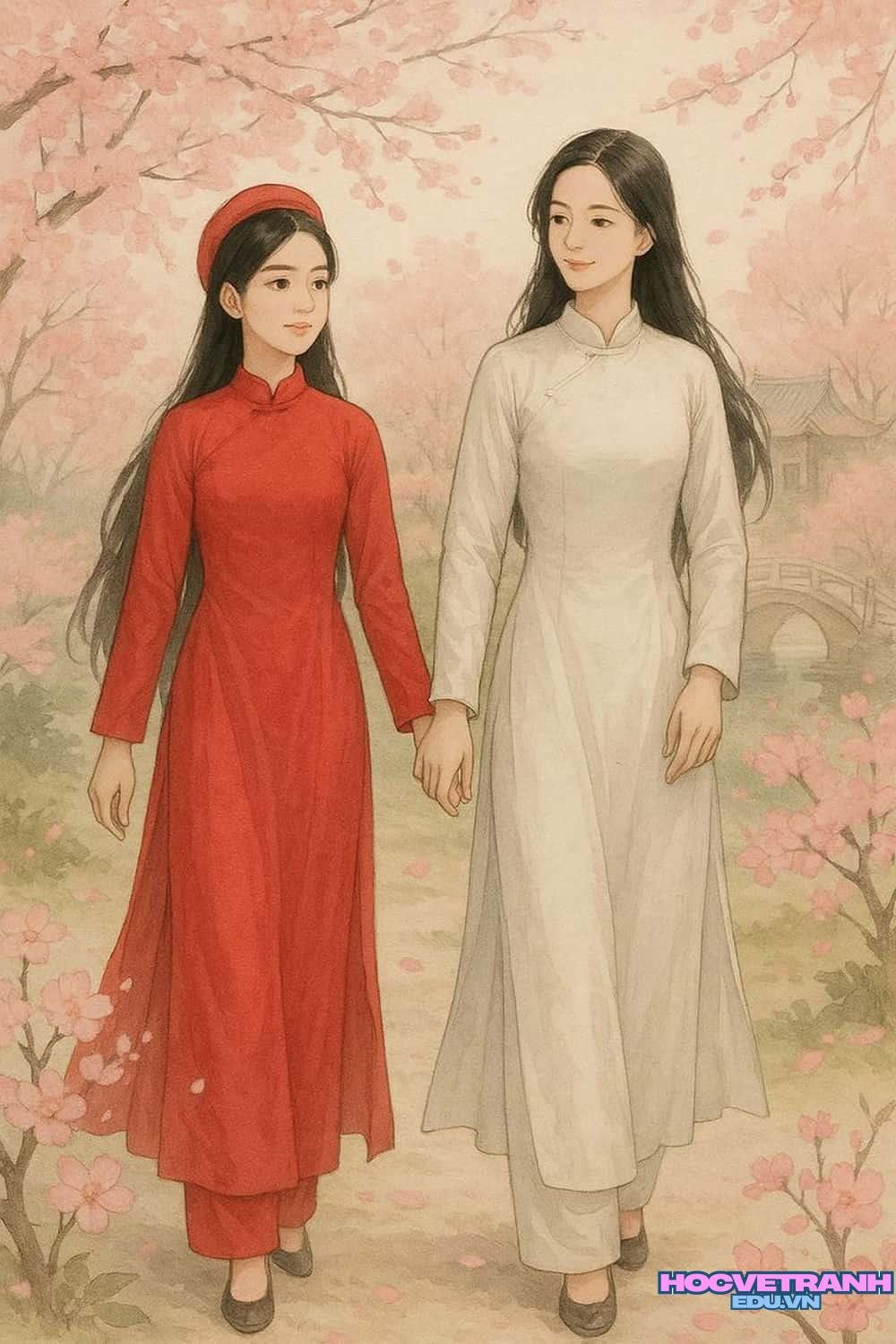 Vẽ tranh áo dài Việt