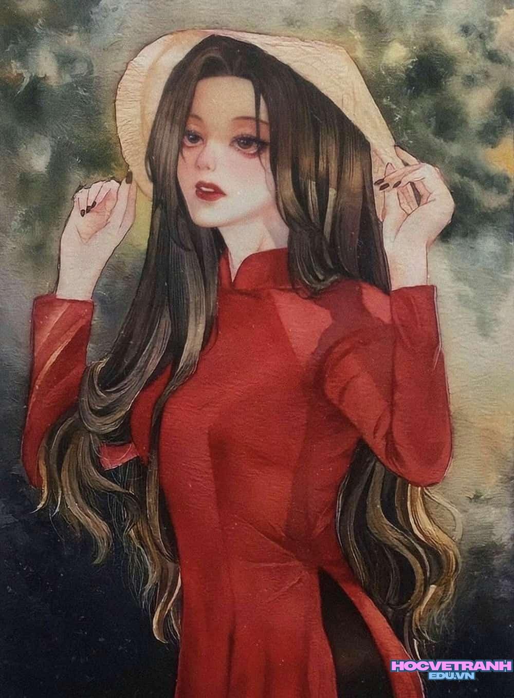 Vẽ tranh áo dài nữ