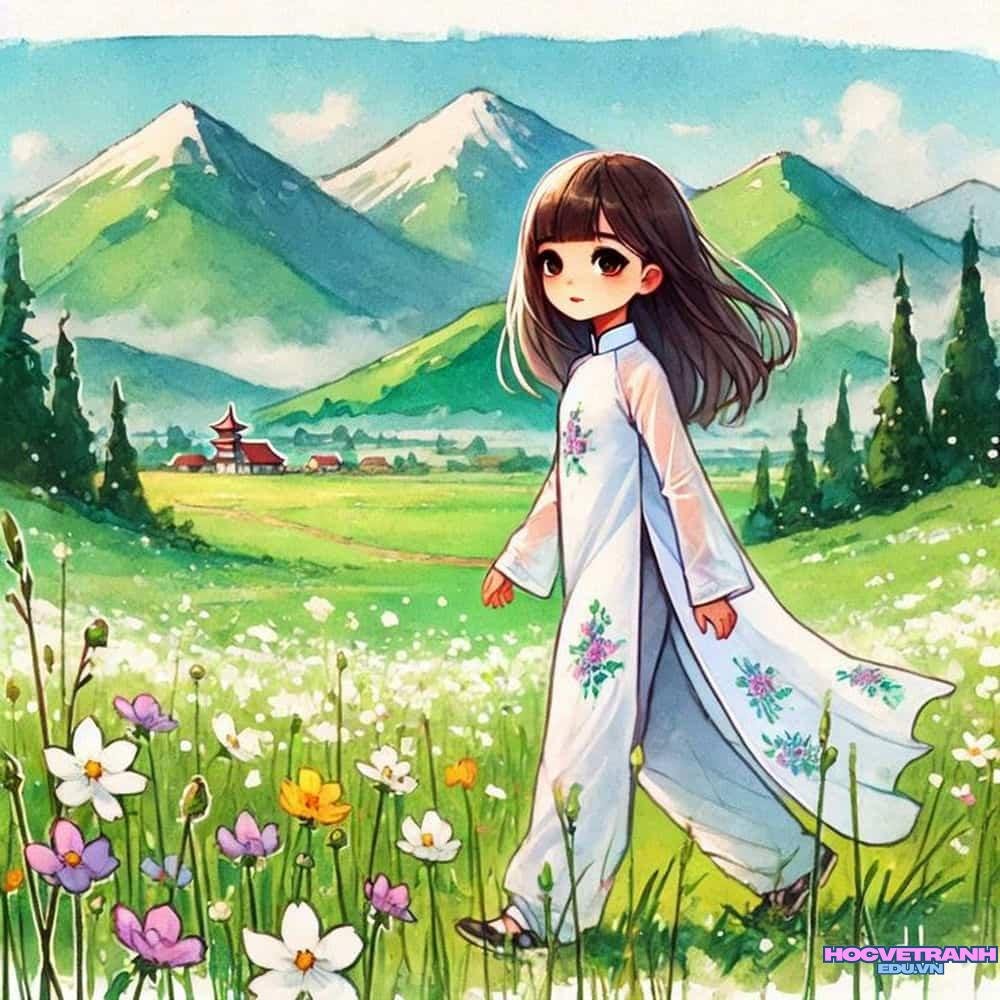 Vẽ tranh áo dài thướt