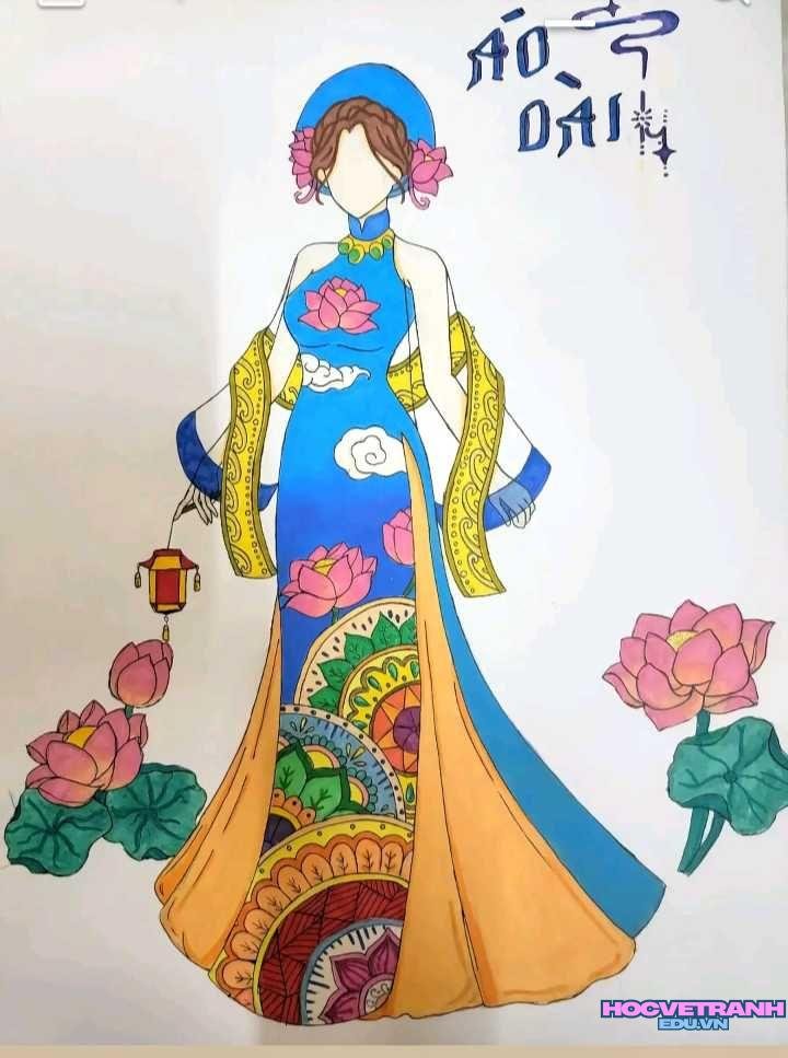 Vẽ tranh áo dài xuân