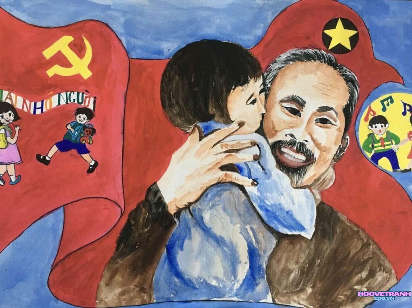 Vẽ tranh bác hồ cười