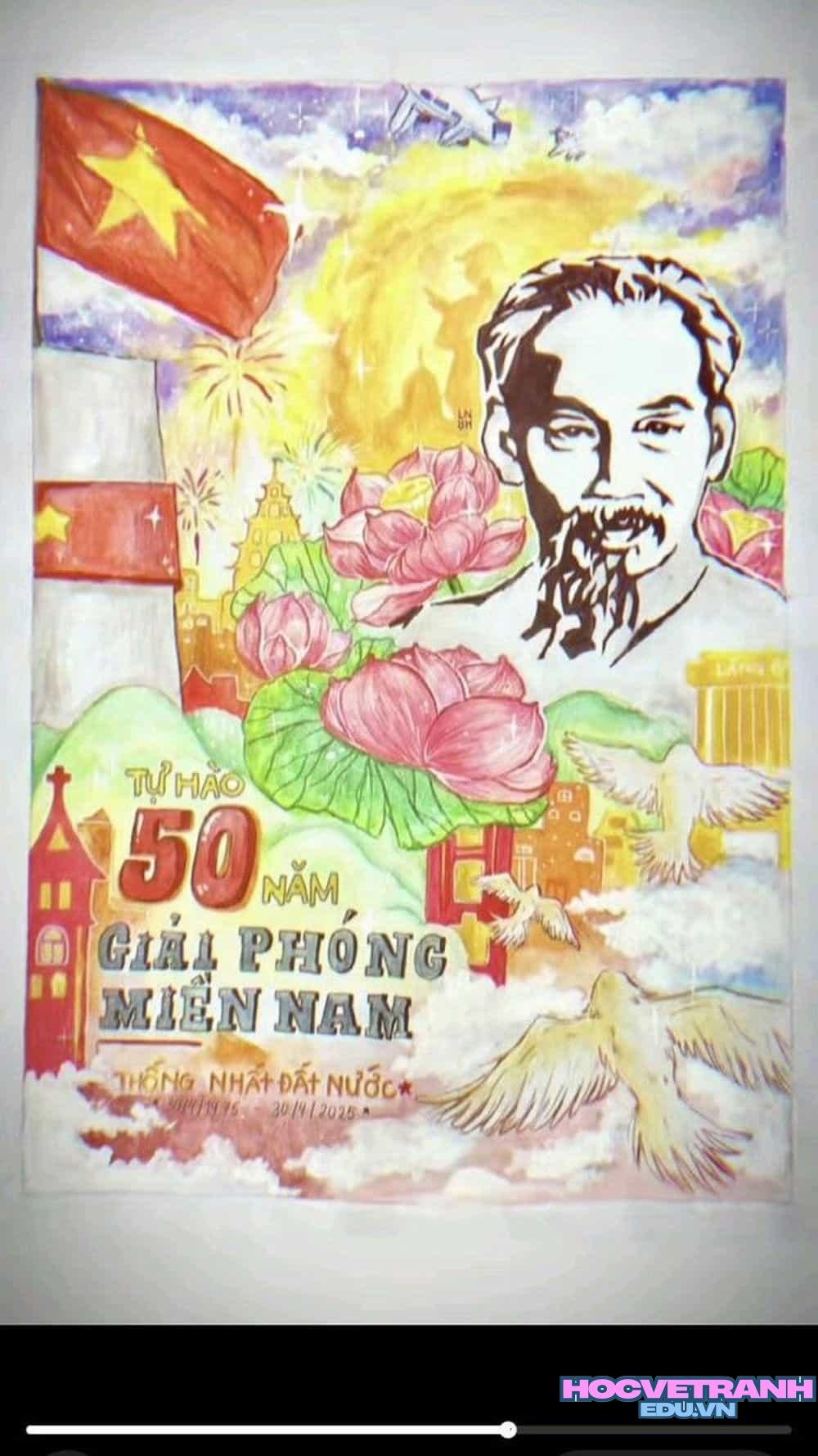 Vẽ tranh bác hồ kính.
