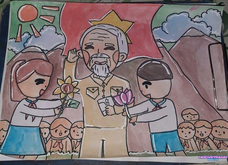 Vẽ tranh bác hồ sáng