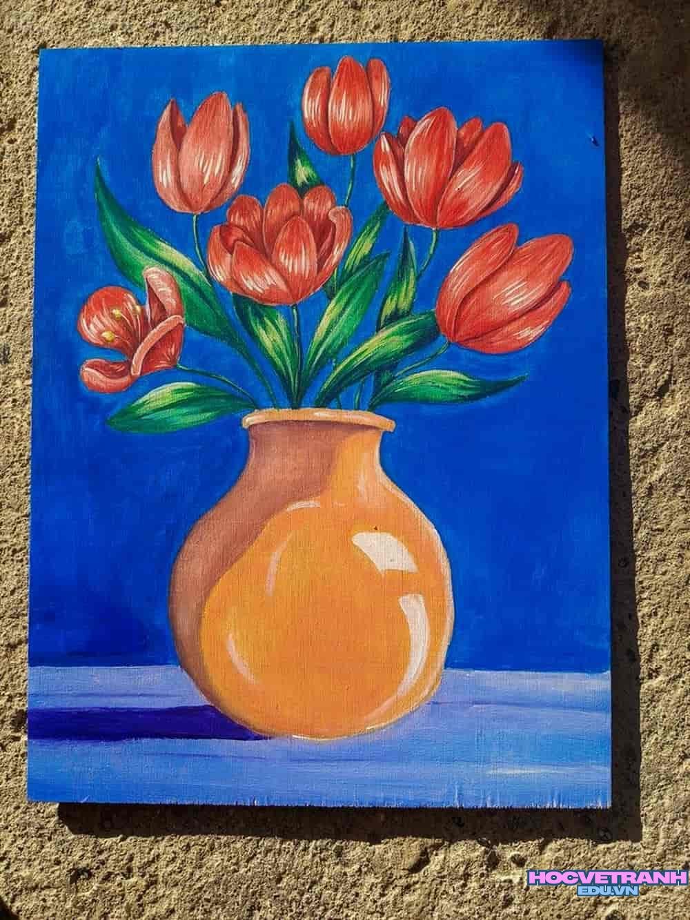 Vẽ tranh bình hoa đẹp