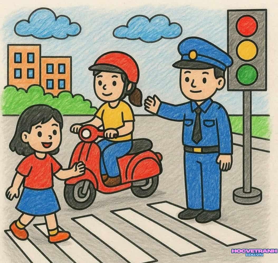 Vẽ tranh giao thông thiếu