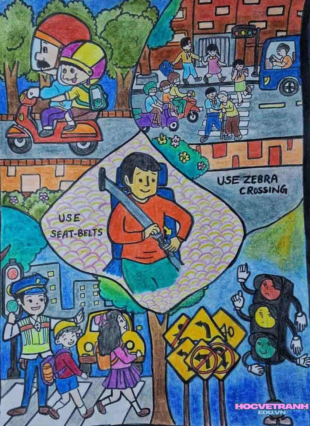 Vẽ tranh giao thông vui