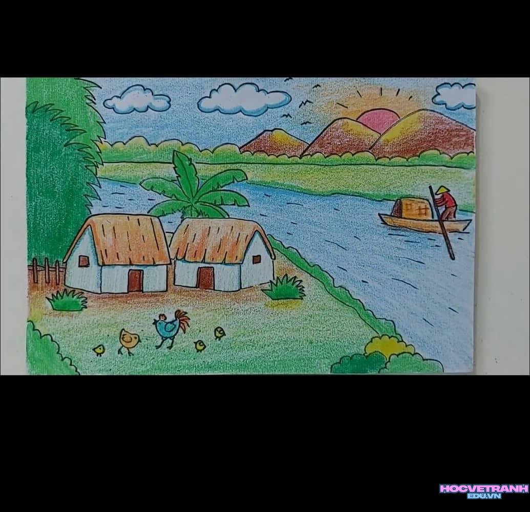 Vẽ tranh làng quê đẹp