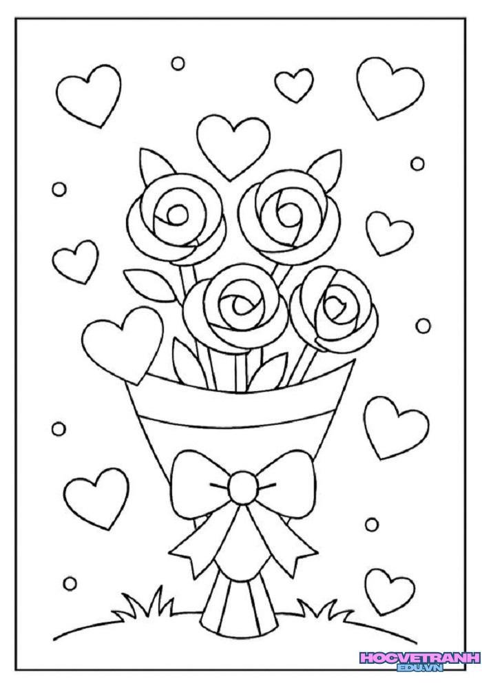 ảnh tranh tô màu 8 3 bó hoa