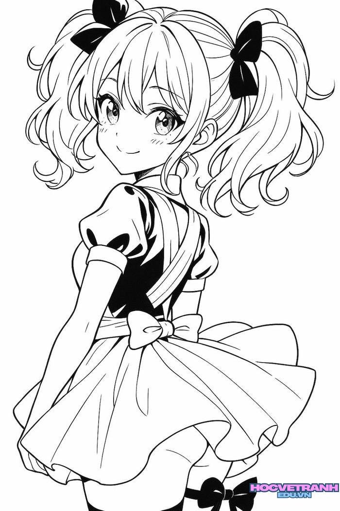 ảnh tranh tô màu anime cực đáng yêu