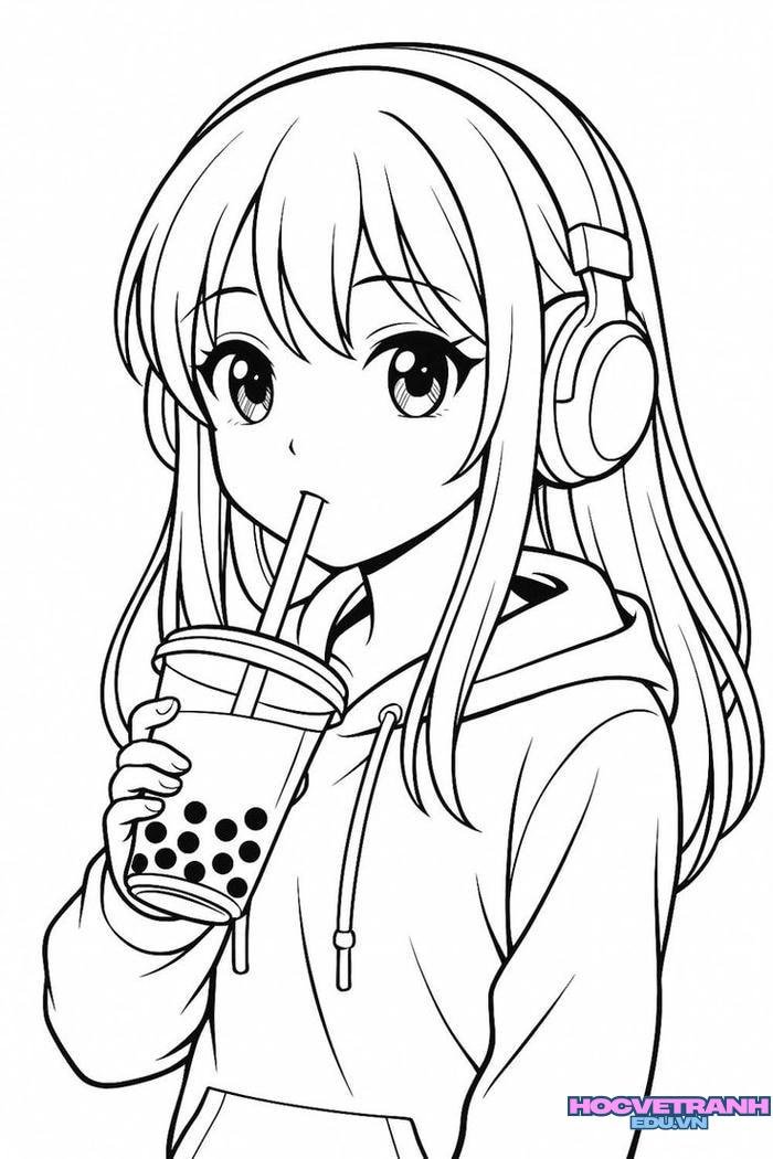 ảnh tranh tô màu anime cute