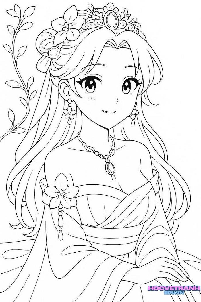 ảnh tranh tô màu anime siêu xinh