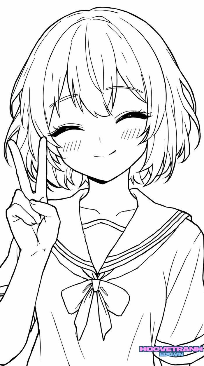 ảnh tranh tô màu anime xinh