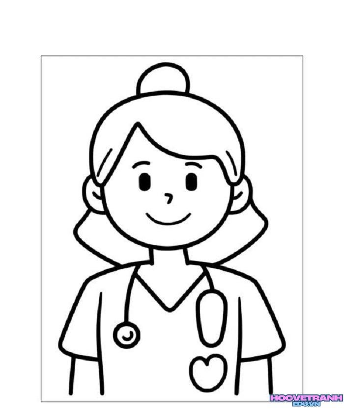 ảnh tranh tô màu bác sĩ nữ cute