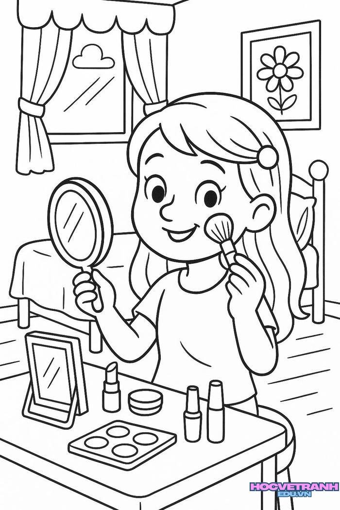ảnh tranh tô màu bạn gái cực đẹp