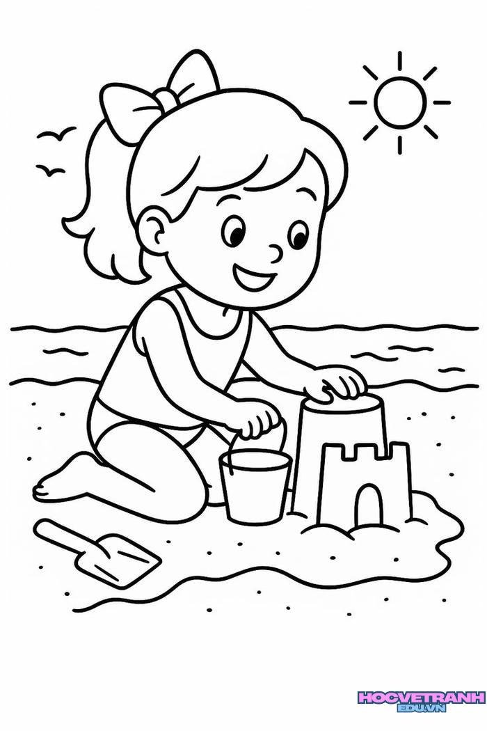 ảnh tranh tô màu bạn gái tươi xinh