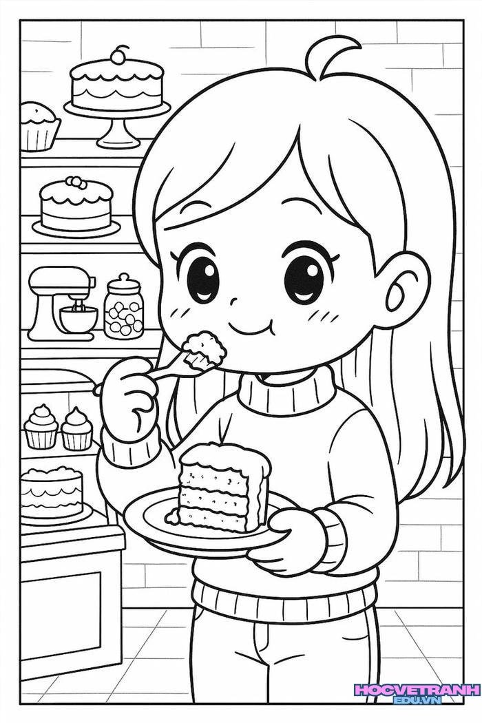 ảnh tranh tô màu bạn gái xinh