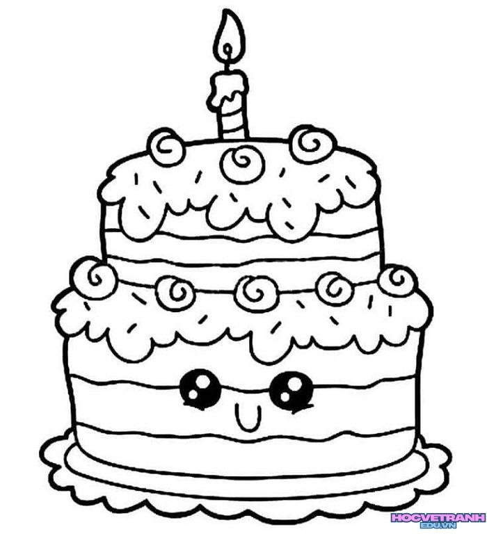 ảnh tranh tô màu bánh sinh nhật đẹp nhất