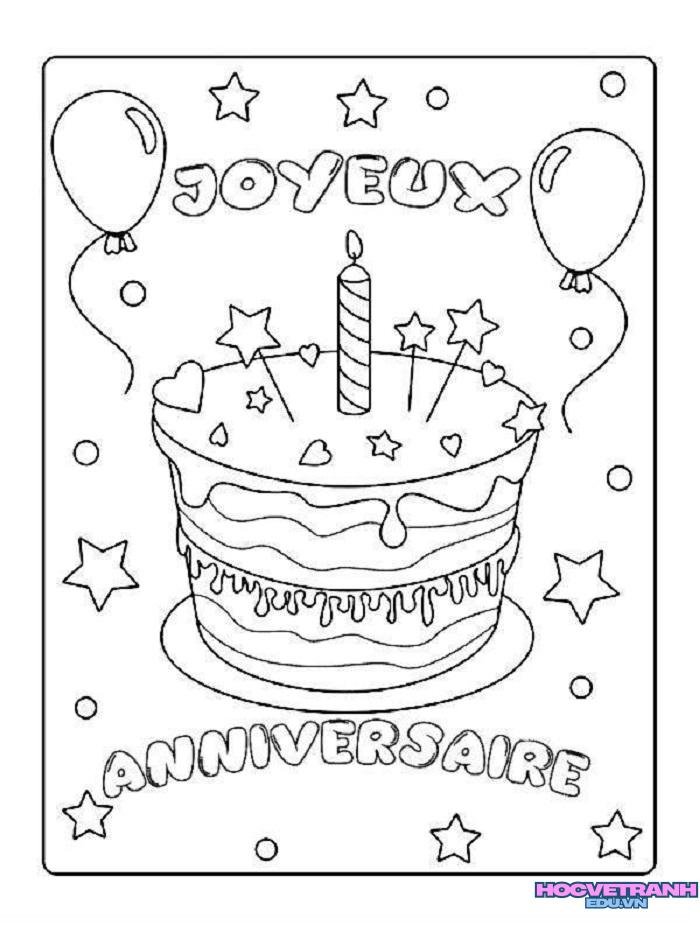 ảnh tranh tô màu bánh sinh nhật đẹp