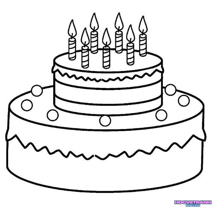 ảnh tranh tô màu bánh sinh nhật siêu xinh