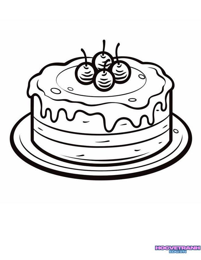 ảnh tranh tô màu bánh sinh nhật xinh
