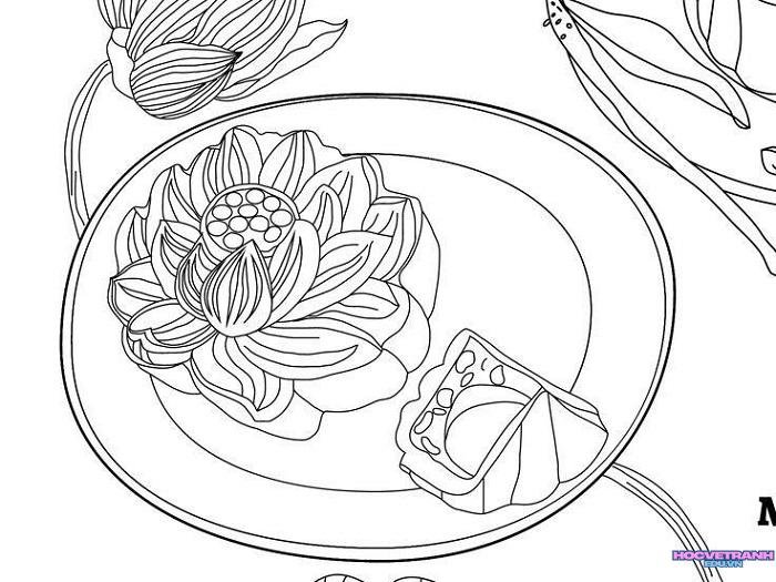 ảnh tranh tô màu bánh trung thu cực xinh