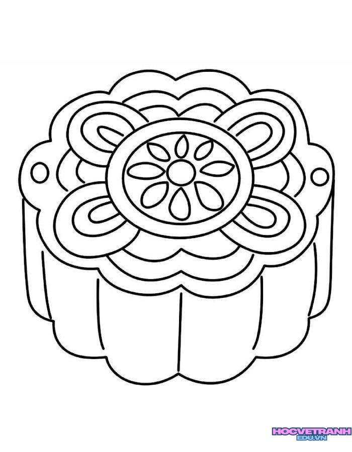 ảnh tranh tô màu bánh trung thu đáng yêu