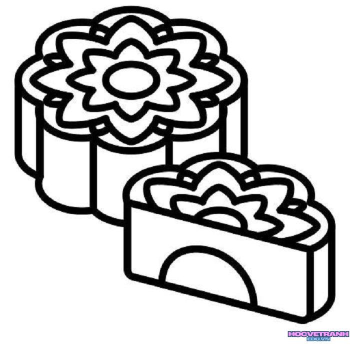ảnh tranh tô màu bánh trung thu dễ thương đơn giản
