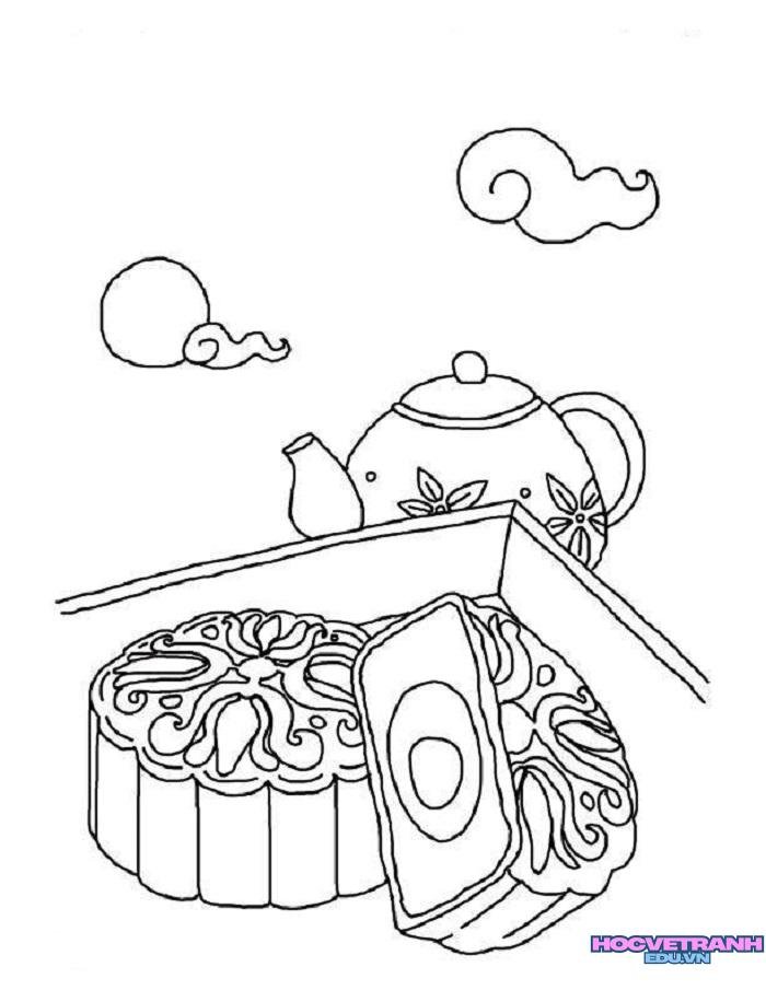 ảnh tranh tô màu bánh trung thu đẹp nhất