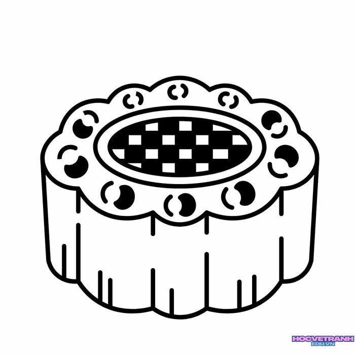 ảnh tranh tô màu bánh trung thu siêu xinh