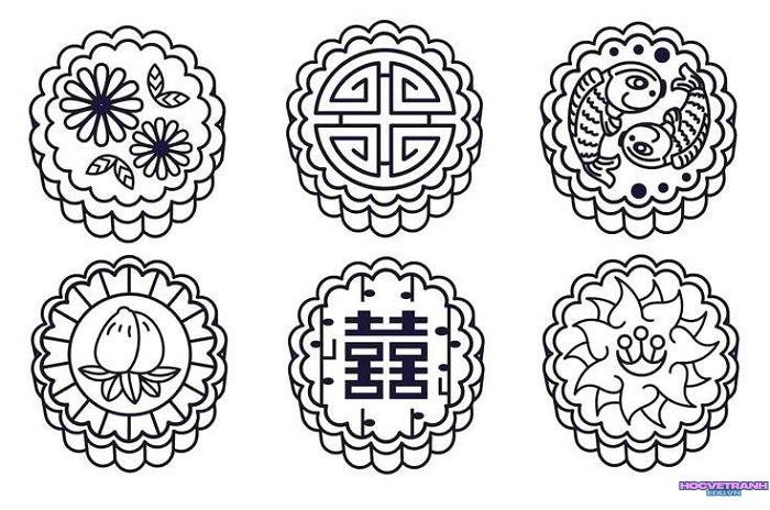 ảnh tranh tô màu bánh trung thu xinh nhất
